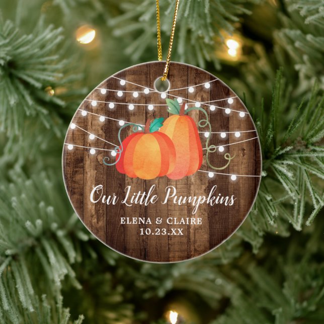 Our Little Pumpkins Personalized Autumn Babies Ceramic Ornament (Tree)