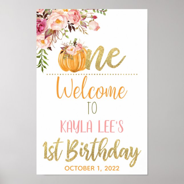 Our Little Pumplin Welcome Sign - Girl (Front)