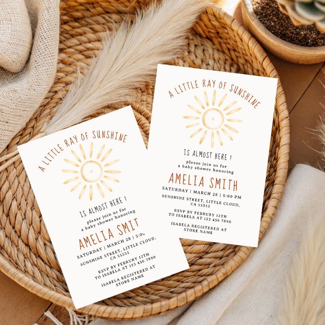 Our Little Ray of Sunshine Baby Shower Invitation (Creator Uploaded)