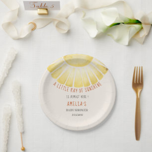 Our Little Ray of Sunshine Baby Shower Invitation Paper Plates