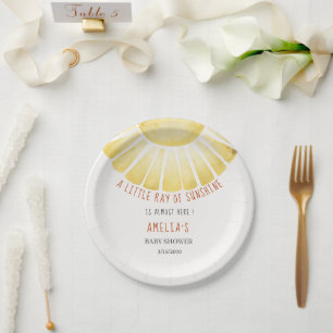 Our Little Ray of Sunshine Baby Shower Invitation Paper Plates