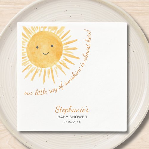 Our Little Ray Of Sunshine Baby Shower Napkins