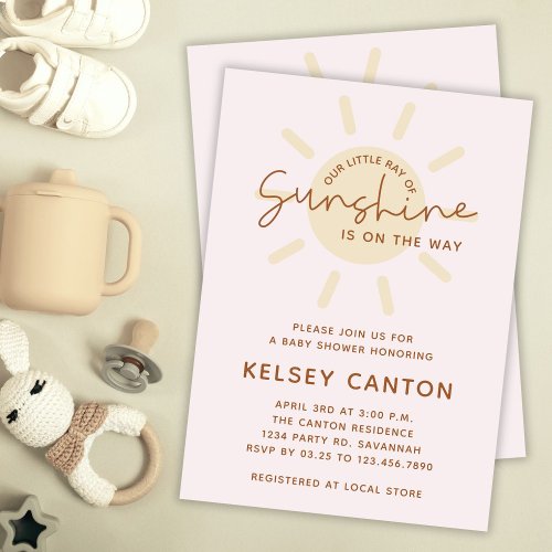 Our Little Ray of Sunshine Boho Baby Shower Invitation