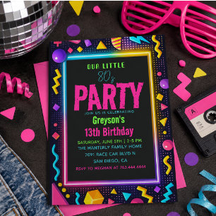 our little Retro Neon 80's Birthday Party Invitation