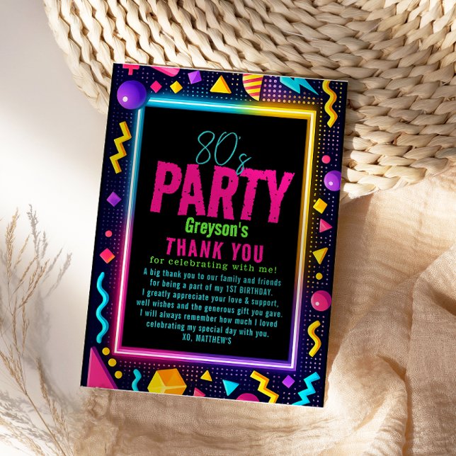 our little Retro Neon 80's Birthday Party Thank You Card (our little Retro Neon 80's Birthday Party Thank You Card
#RetroBirthdayParty #80sBirthday #NeonParty)