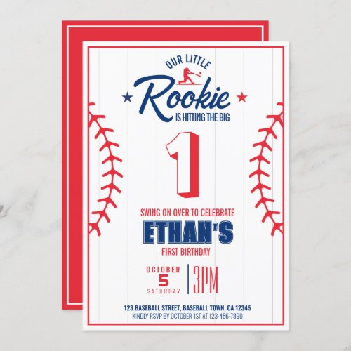 Our Little Rookie Baseball Birthday Party Invitation