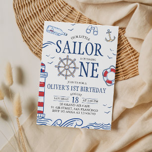 Our Little Sailor 1st Birthday Invitation