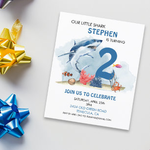 Our Little Shark Birthday Age Watercolor Budget