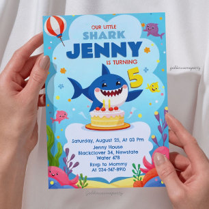 Our Little Shark Birthday Party Invitation