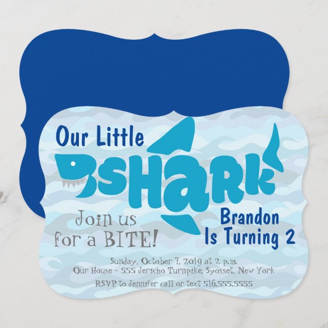 Our Little Shark Kids Birthday Invitation (Front/Back)