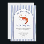 Our Little Shrimp is Turning One Watercolor Invitation<br><div class="desc">This customizable first birthday invitation features a watercolor portrait of a cute little shrimp with the caption "our little shrimp is turning one!".</div>