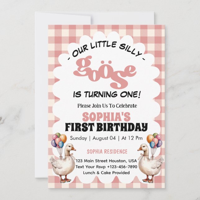 Our Little Silly Goose 1st First Birthday Party  Invitation (Front)