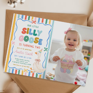 Our Little Silly Goose Birthday Party Photo Invitation