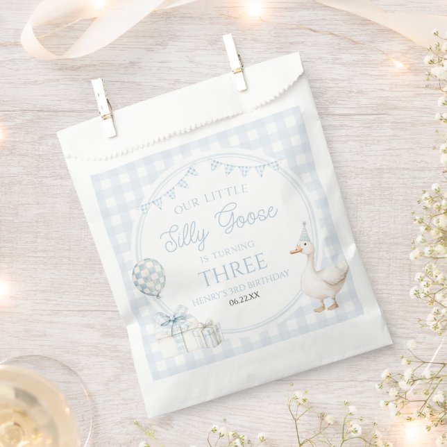 Our Little Silly Goose Blue Birthday Party Favor Bag (Clipped)