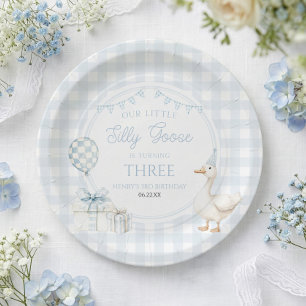 Our Little Silly Goose Blue Birthday Party Paper Plates