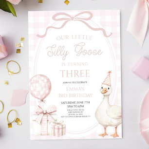 Our Little Silly Goose Pink Birthday Party Invitation