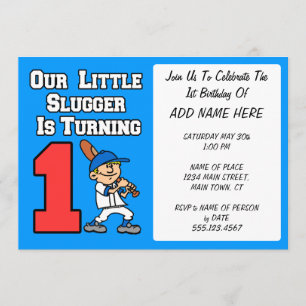 Our Little Slugger Is Turning One Invitation