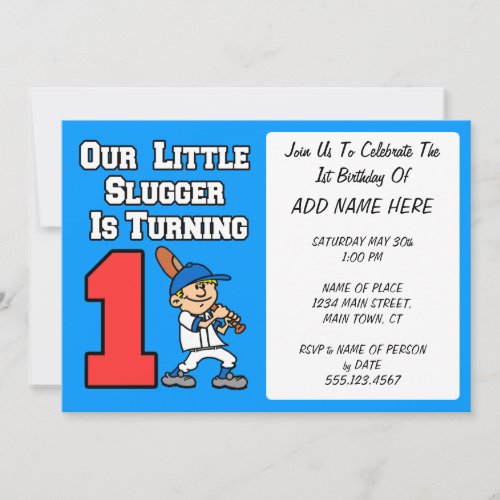 Our Little Slugger Is Turning One Invitation