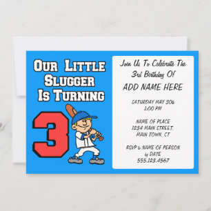 Our Little Slugger Is Turning Three Invitation