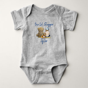 Our Little Slugger Personalized Baby Boy Bodysuit