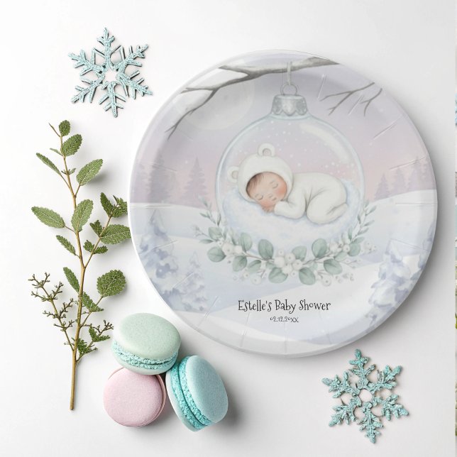 Our Little Snowbaby is on the way Winter Serving Paper Plates (Creator Uploaded)