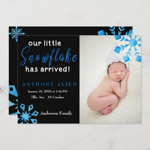 Our Little Snowflake Arrived Birth Announcement