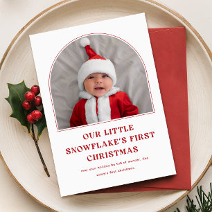 Our Little Snowflake Babys First Photo Christmas Holiday Card