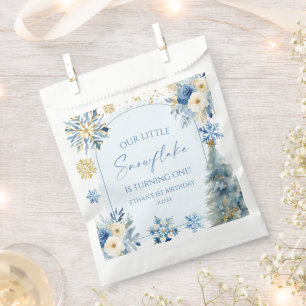 Our Little Snowflake Blue Winter Birthday Party Favor Bag