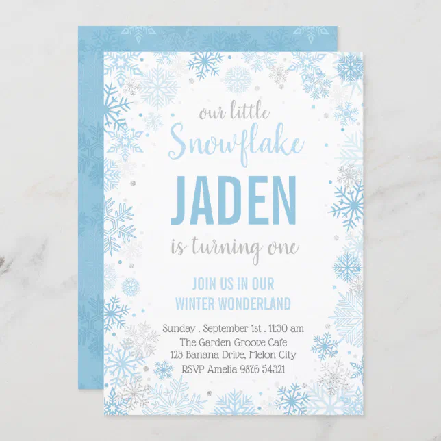 Our Little Snowflake | Boy First Birthday Invitation | Zazzle