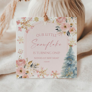 Our Little Snowflake Pink Winter Birthday Party Favor Tags