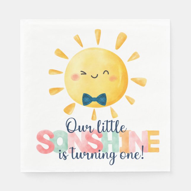 Our little sonshine first Birthday Invitation Napkins (Front)