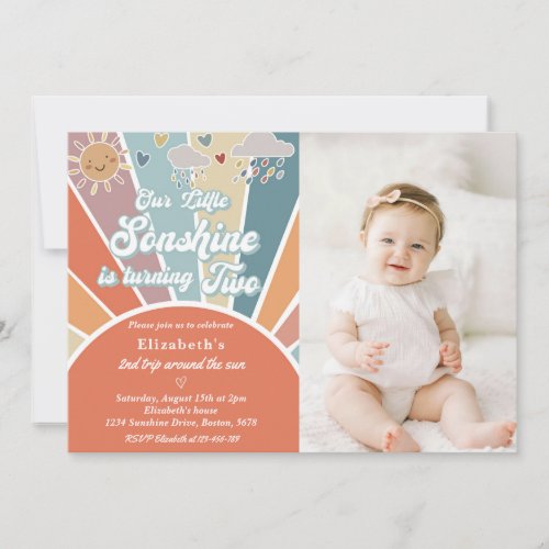 Our Little Sonshine Is Turning One 2nd Birthday   Invitation