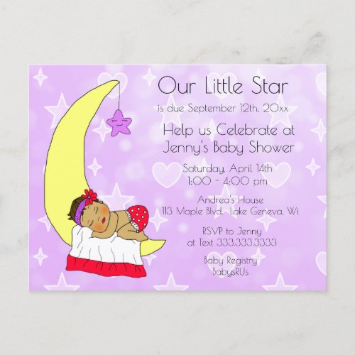 Our Little Star Girls Baby Shower Invitation Postcard
