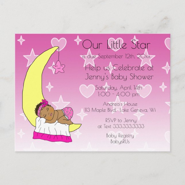 Our Little Star Girl's Baby Shower Invitation Postcard (Front)