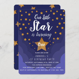 Our little Star is turing one 1st Birthday Invitation