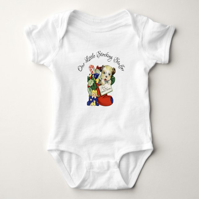 Our Little Stocking Stuffer With Puppy Baby Bodysuit (Front)