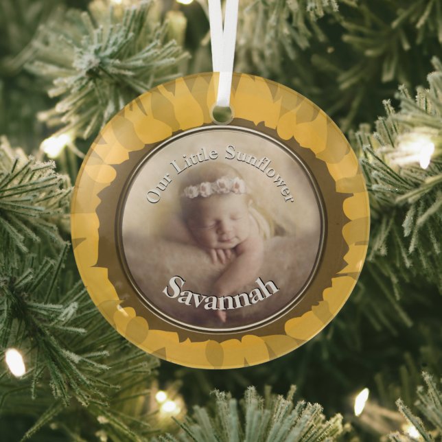 Our Little Sunflower Baby Photo Ornament (Insitu)