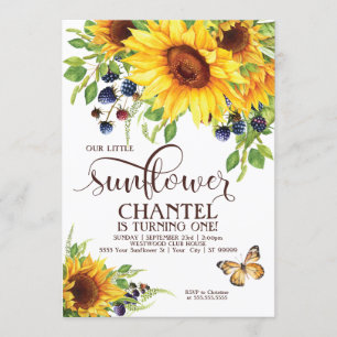 Our Little Sunflower Birthday Invitation Boho