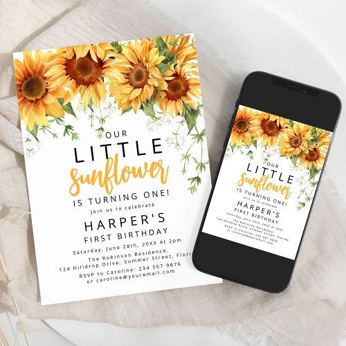 Our Little Sunflower Birthday Party Invitation