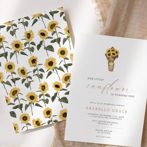 Our Little Sunflower _ Rustic Autumn Birthday  Invitation