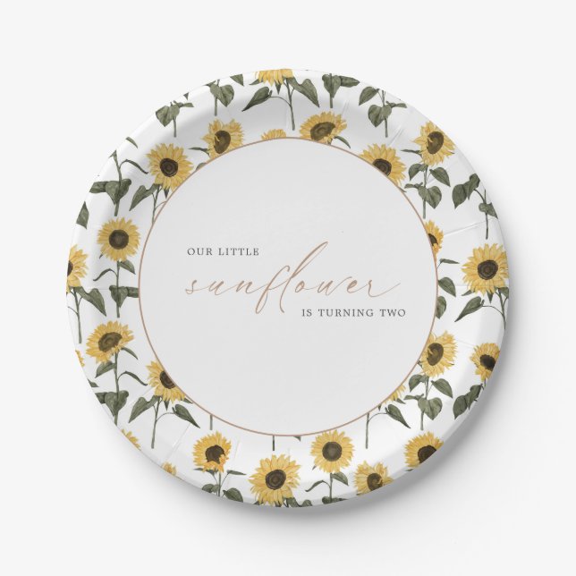 Our Little Sunflower - Rustic Autumn Birthday | Paper Plates (Front)