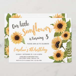 Our Little Sunflower, Watercolor Any Age Birthday Invitation