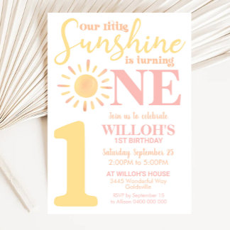 Our little Sunshine 1st Birthday Invitation Boho