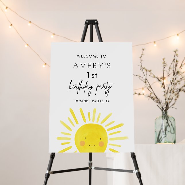 Our Little Sunshine 1st Birthday Party Welcome  Fo Foam Board (In Situ (Stand))