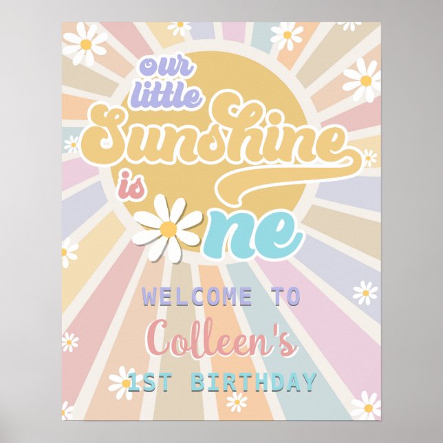 Our Little Sunshine 1st Birthday Welcome Poster (Front)