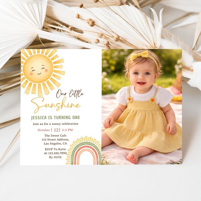 Our Little Sunshine And Rainbow Birthday Invite (Creator Uploaded)