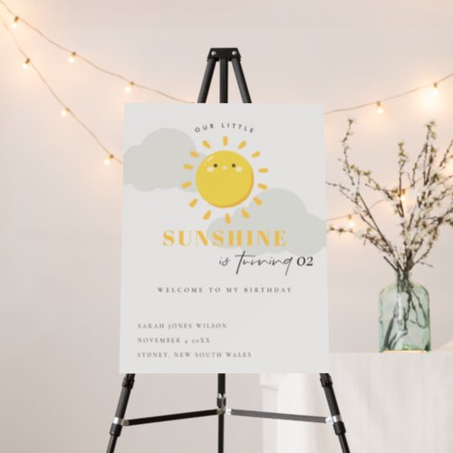 Our Little Sunshine Any Age Birthday Welcome Foam Board