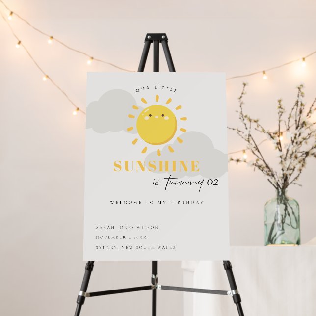 Our Little Sunshine Any Age Birthday Welcome Foam Board (In Situ (Stand))