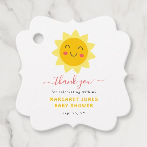 Our Little Sunshine Baby Shower Thank You  Favor Tags