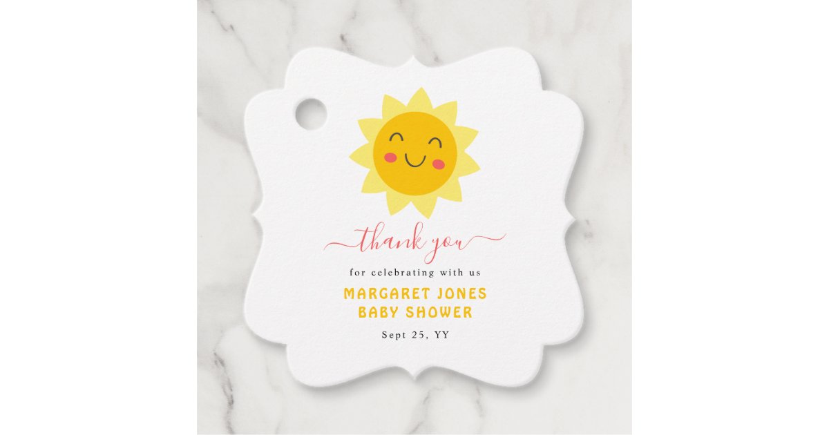 Our Little Sunshine Baby Shower Thank You Favor Tags | Zazzle
